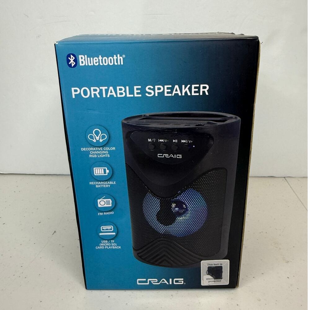 Craig Bluetooth Portable Speaker CMA3837 RGB Lights FM USB Micro SD